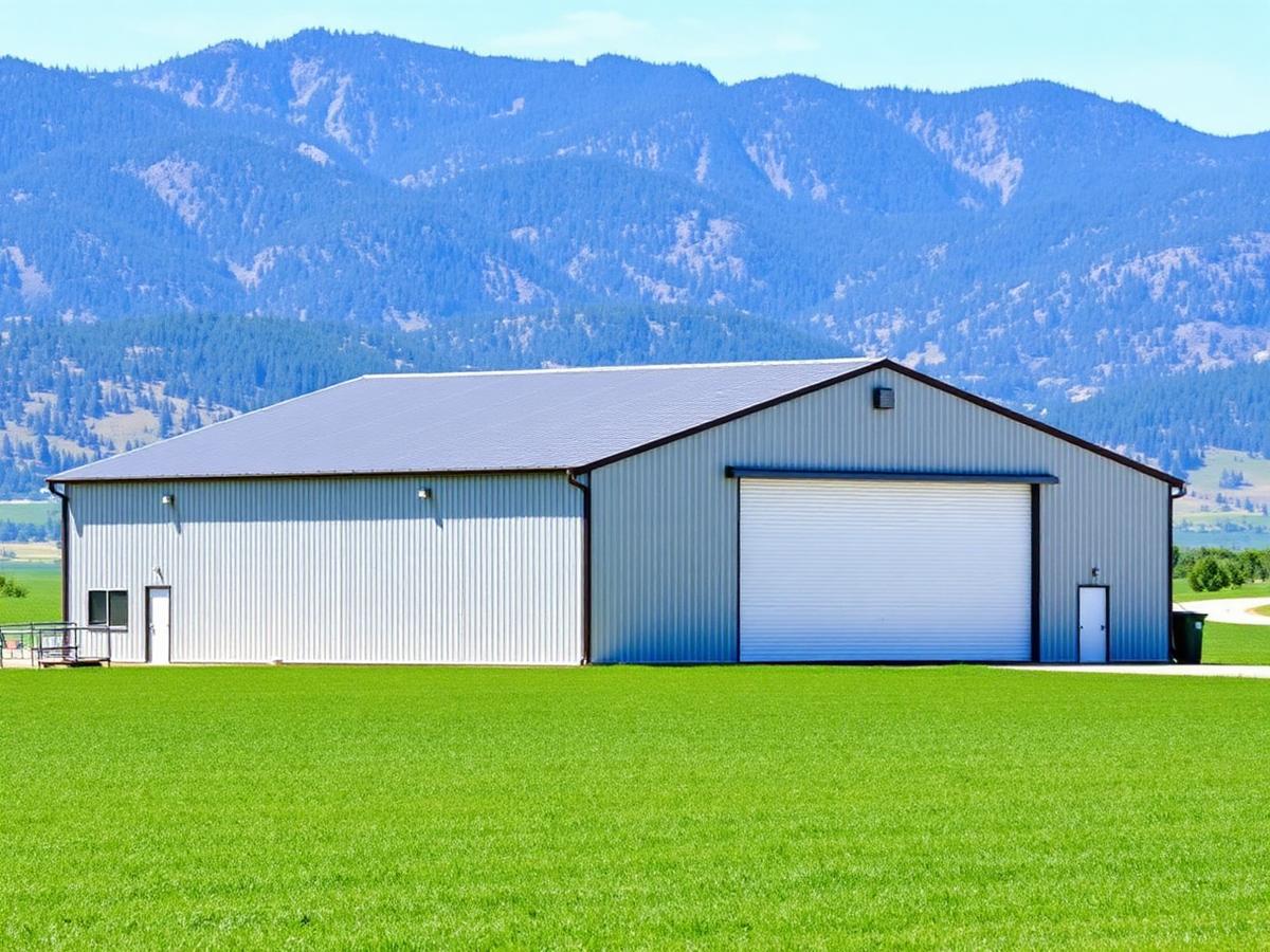 Completed metal pole building on a rural property